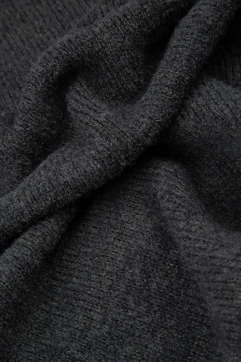 Longer Back Turtleneck Dark Grey Wool Sweater