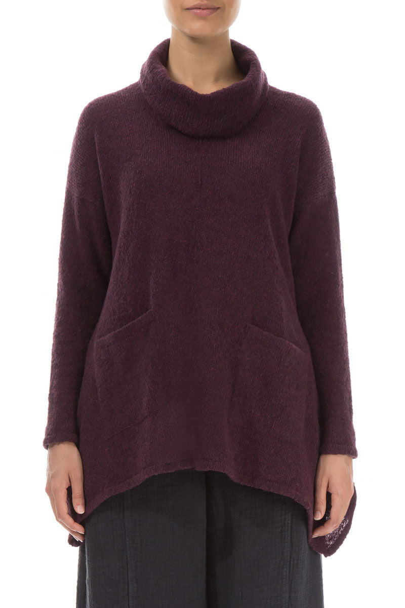 Longer Back Turtleneck Mulberry Wool Sweater