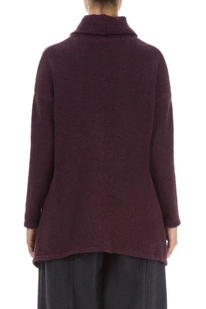 Longer Back Turtleneck Mulberry Wool Sweater