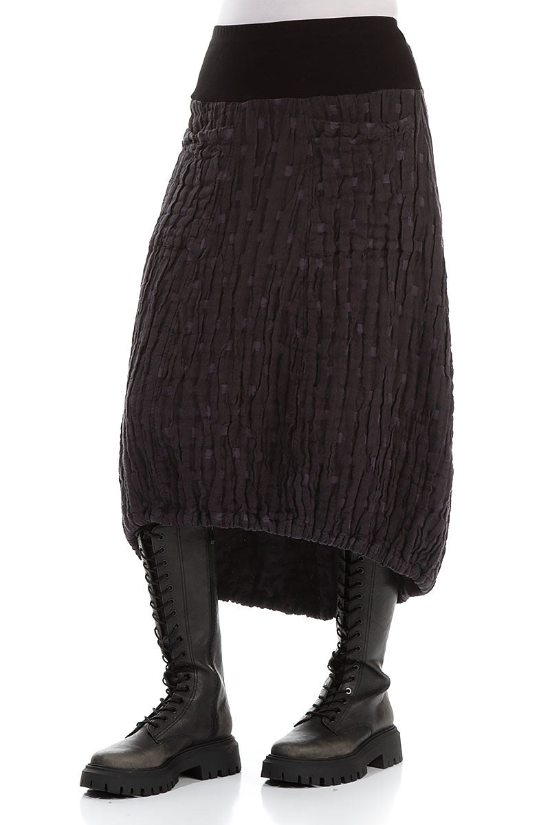 Longer Back Vintage Violet Textured Linen Skirt