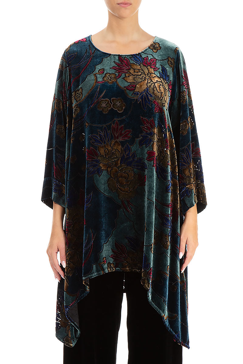 Longer Edge Floral Devoré Silk Velvet Tunic