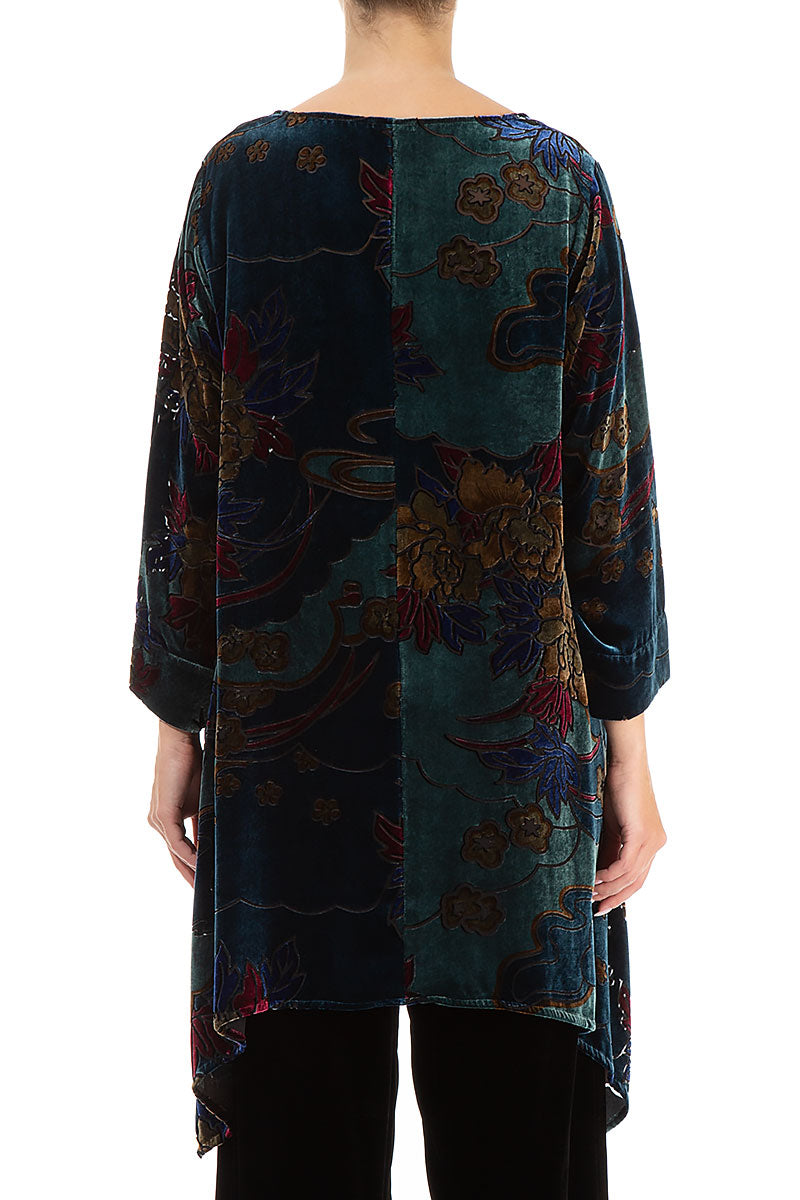 Longer Edge Floral Devoré Silk Velvet Tunic