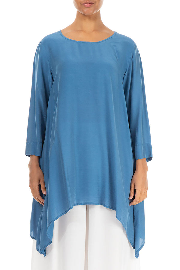 Longer Edges Atlantic Blue Silk Bamboo Tunic 1