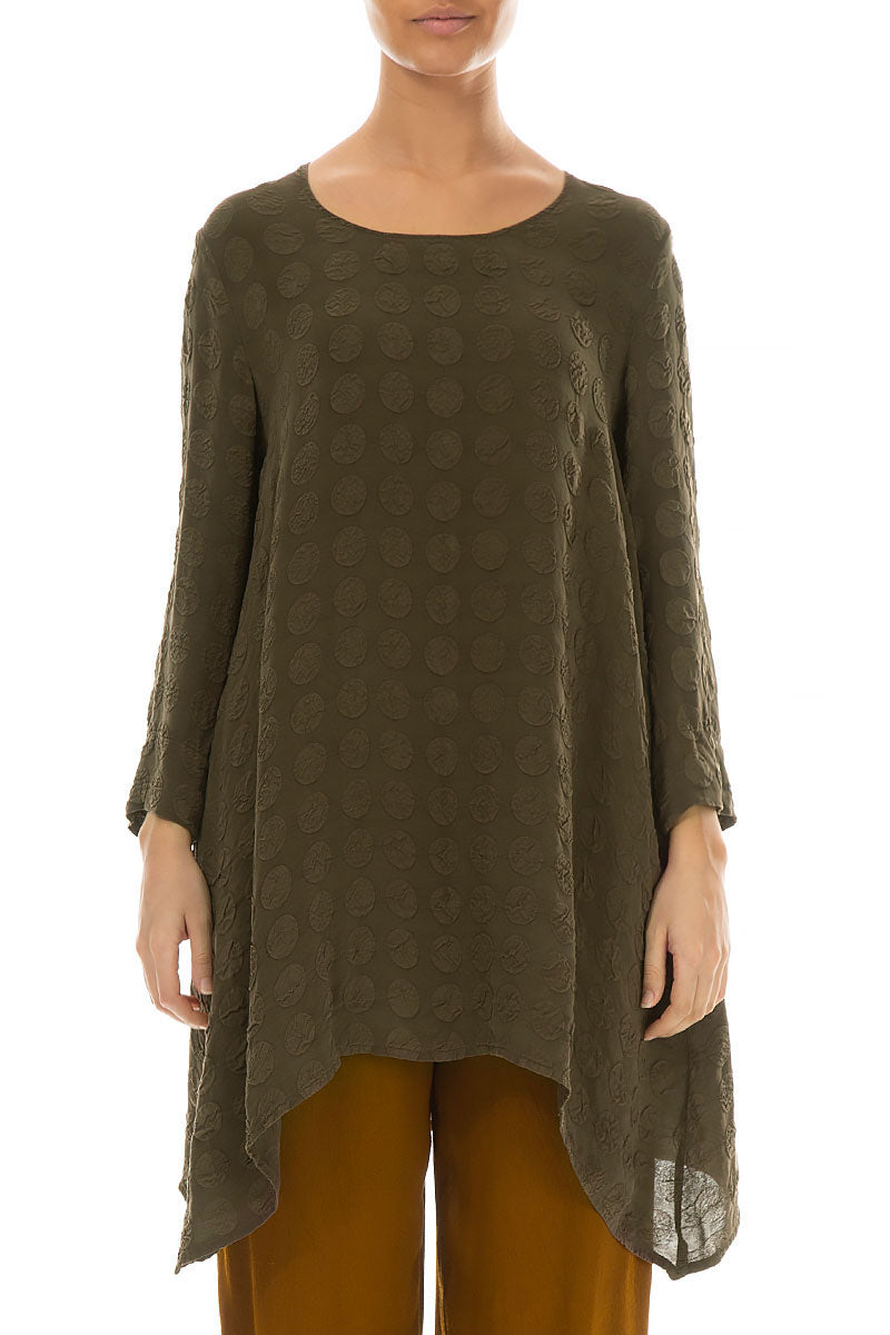 Longer Edges Bubble Khaki Silk Tunic 1