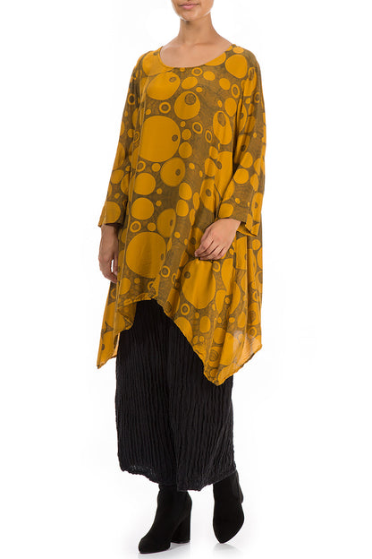Longer Edges Circles Mustard Silk Bamboo Tunic 4