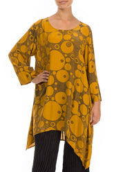 Longer Edges Circles Mustard Silk Bamboo Tunic 3