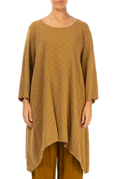 Longer Edges Dotty Gold Silk Tunic