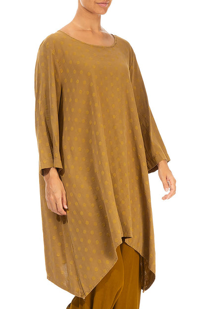 Longer Edges Dotty Gold Silk Tunic