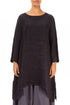 Longer Sides Crinkled Dark Violet Silk Tunic 1