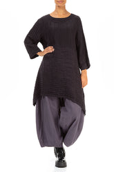 Longer Sides Crinkled Dark Violet Silk Tunic 4