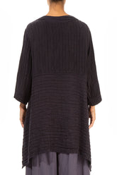 Longer Sides Crinkled Dark Violet Silk Tunic 2