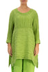 Longer Sides Crinkled Green Silk Tunic 1