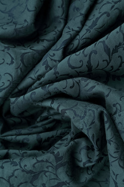 Longer Sides Ornamented Dark Teal Silk Cotton Tunic 5