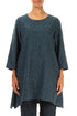 Longer Sides Ornamented Dark Teal Silk Cotton Tunic 1
