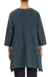 Longer Sides Ornamented Dark Teal Silk Cotton Tunic 2