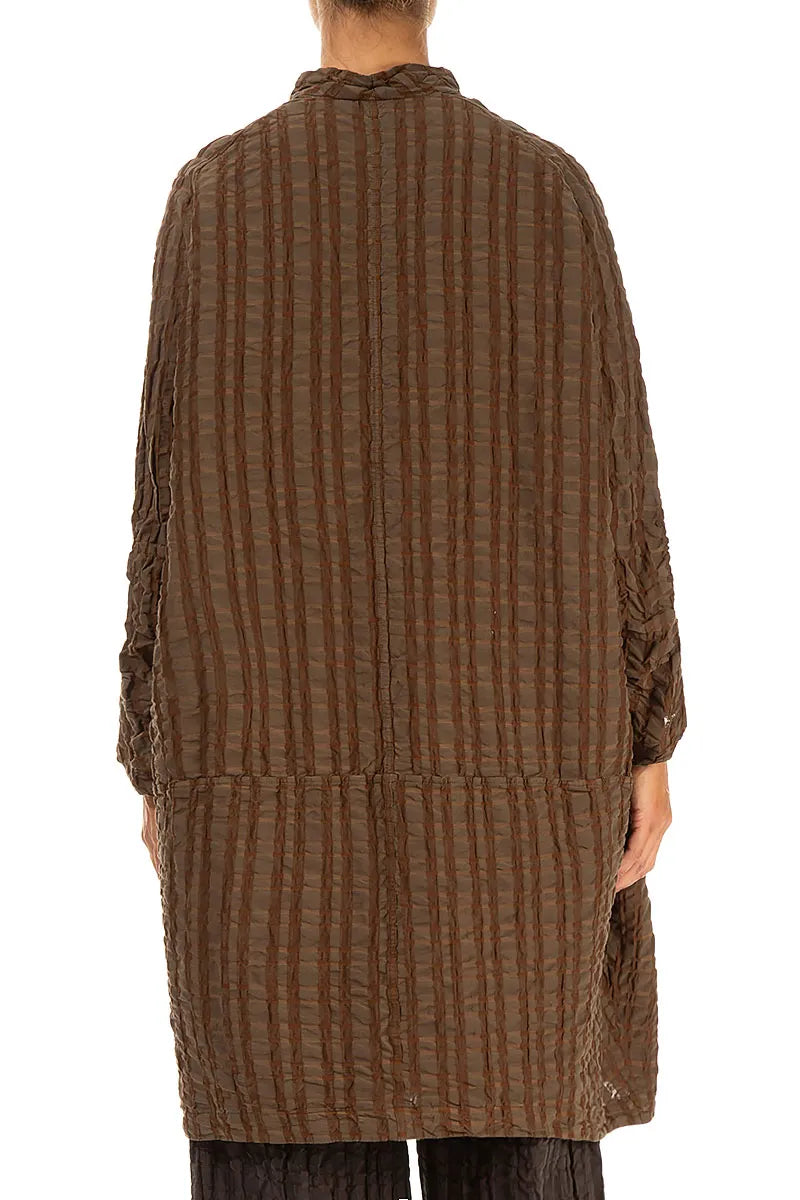 Loose Aged Copper Checkered Linen Cotton Jacket 2