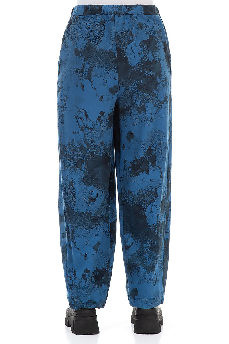 Loose Azure Marble Cotton Trousers