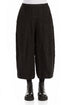 Loose Back Pockets Black Linen Trousers 1