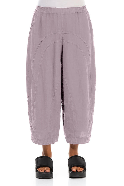 Loose Back Pockets Lilac Linen Trousers