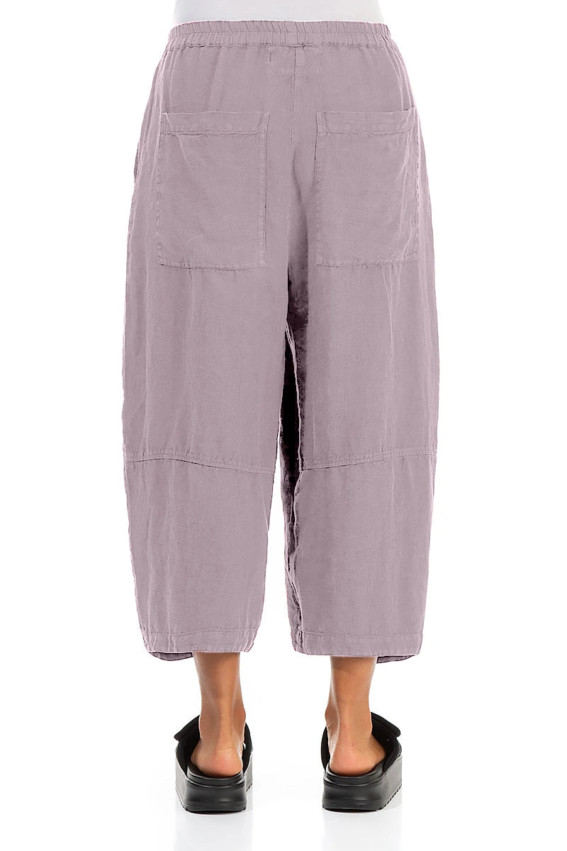 Loose Back Pockets Lilac Linen Trousers