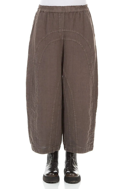Loose Back Pockets Off-Dye Truffle Linen Trousers