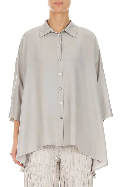 Loose Beige Silk Bamboo Shirt 1