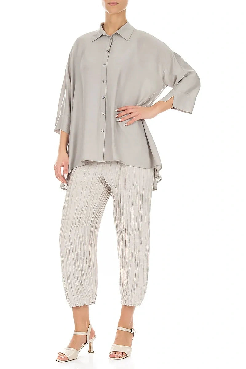 Loose Beige Silk Bamboo Shirt 4