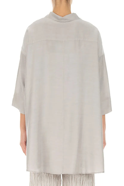 Loose Beige Silk Bamboo Shirt 2