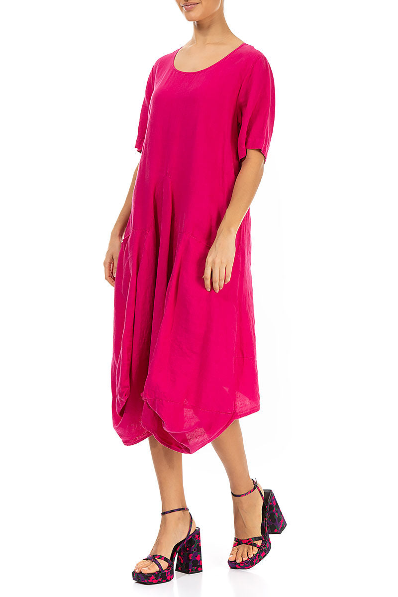 Loose Bright Berry Linen Dress 3