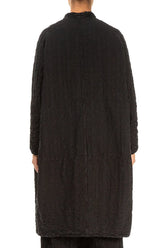 Loose Black Checkered Linen Cotton Jacket 2