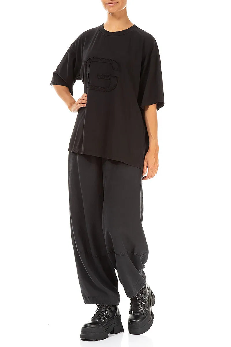 Loose Black Cotton Blouse 4