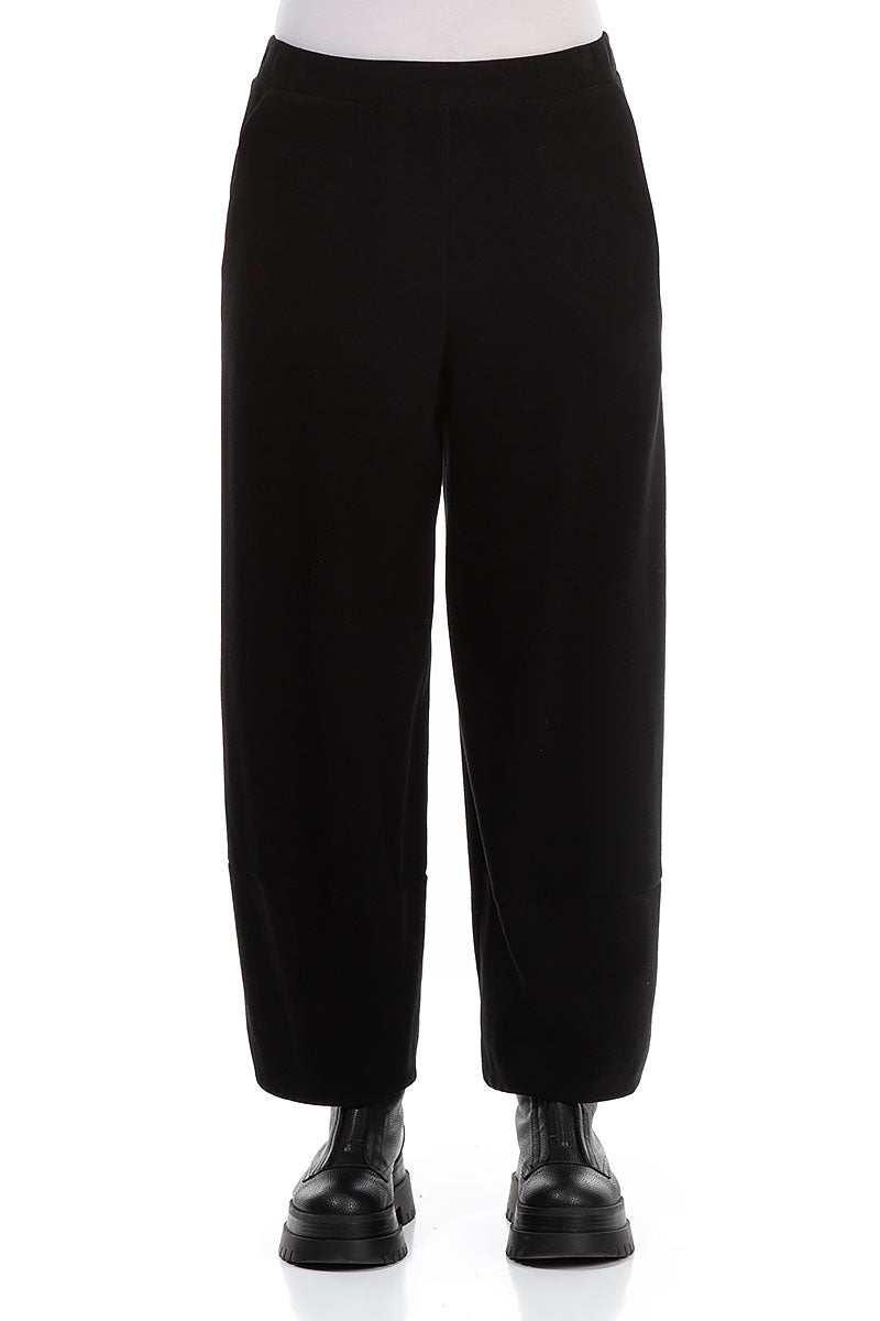 Loose Black Cotton Jersey Trousers