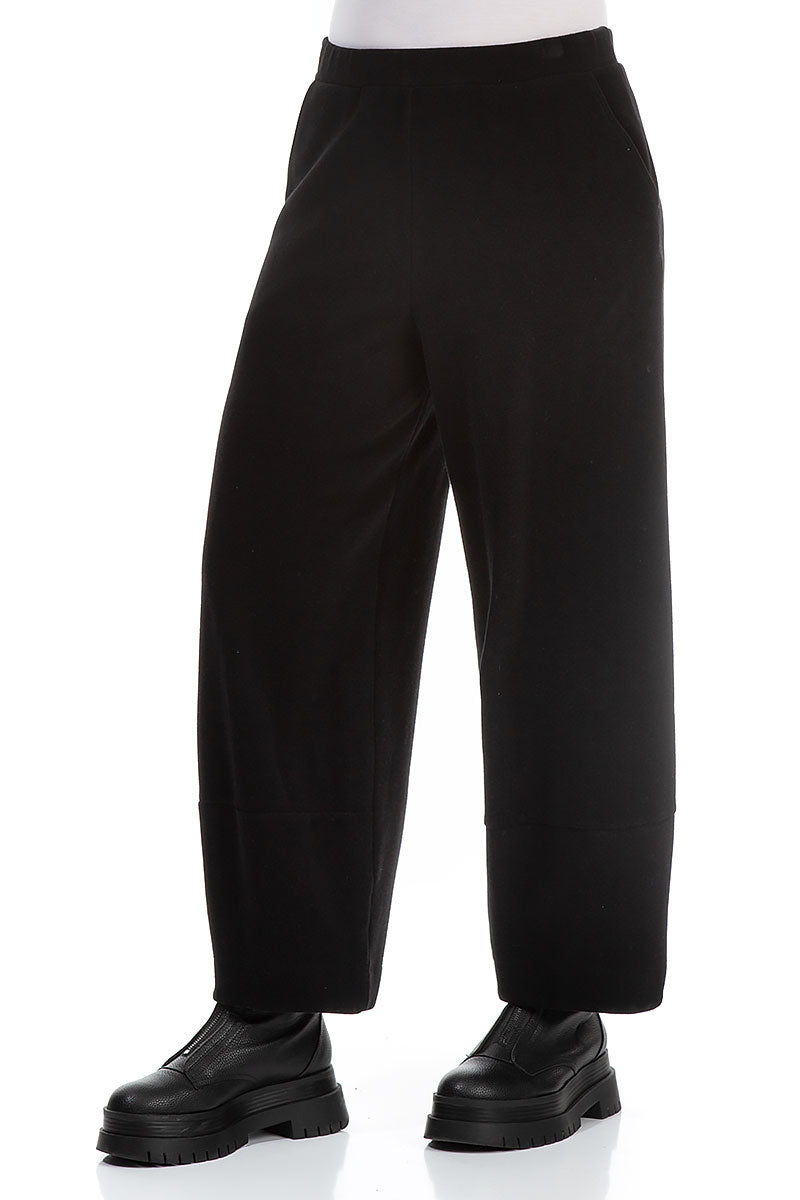 Loose Black Cotton Jersey Trousers