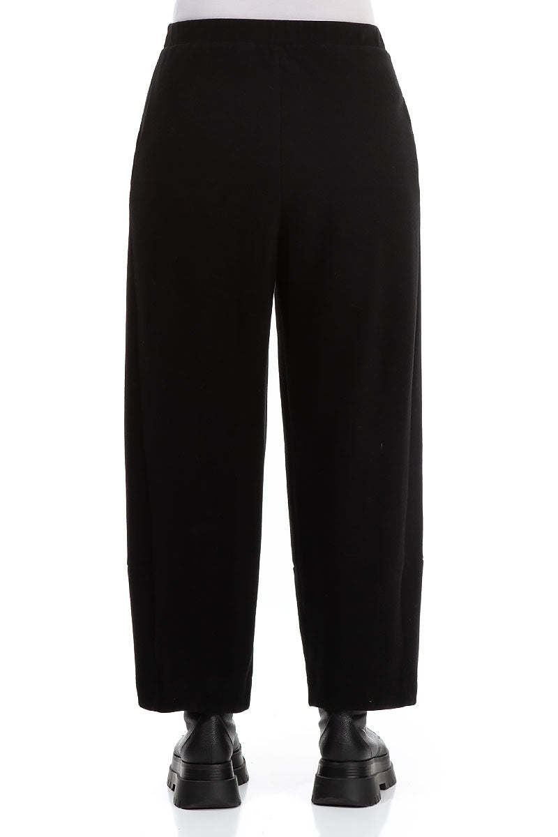 Loose Black Cotton Jersey Trousers