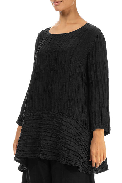 Loose Black Crinkled Silk Tunic 3