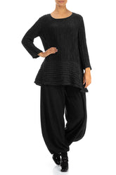 Loose Black Crinkled Silk Tunic 4