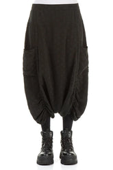 Loose Black Dotty Silk Cotton Trousers 1