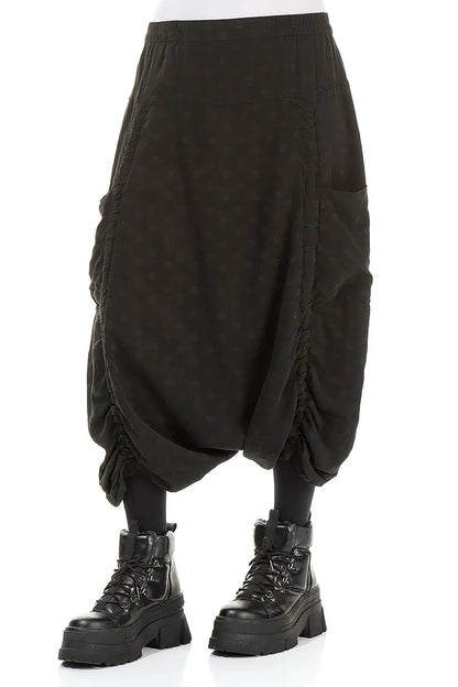 Loose Black Dotty Silk Cotton Trousers 3