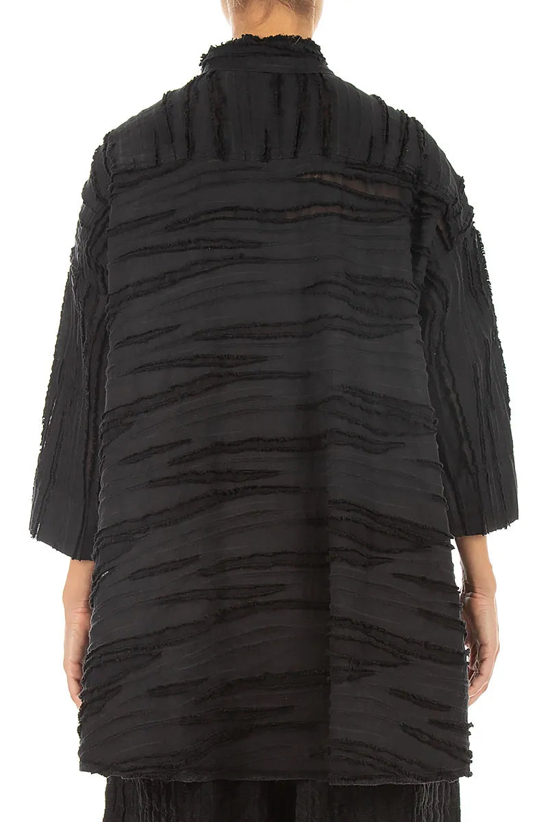 Loose Black Fray Weave Shirt