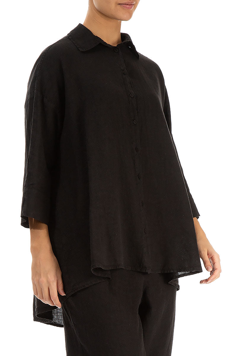 Loose Black Linen Shirt