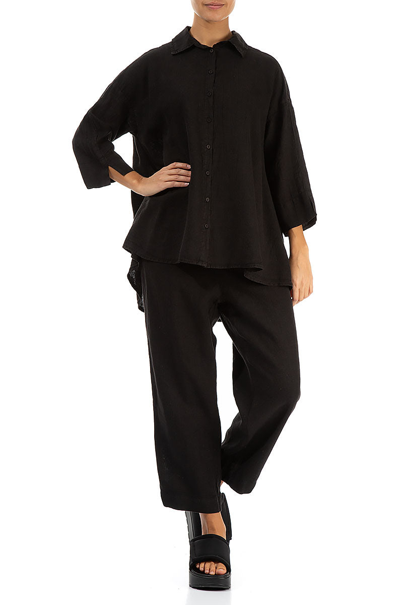 Loose Black Linen Shirt