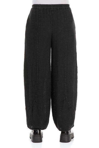 Black Mélange Linen Trousers