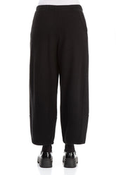 Loose Black Rib Cotton Wool Trousers 2