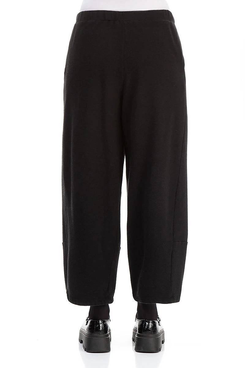 Loose Black Rib Cotton Wool Trousers 2