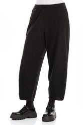 Loose Black Rib Cotton Wool Trousers 3