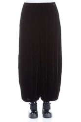 Loose Black Silk Velvet Trousers 1