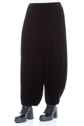 Loose Black Silk Velvet Trousers 3