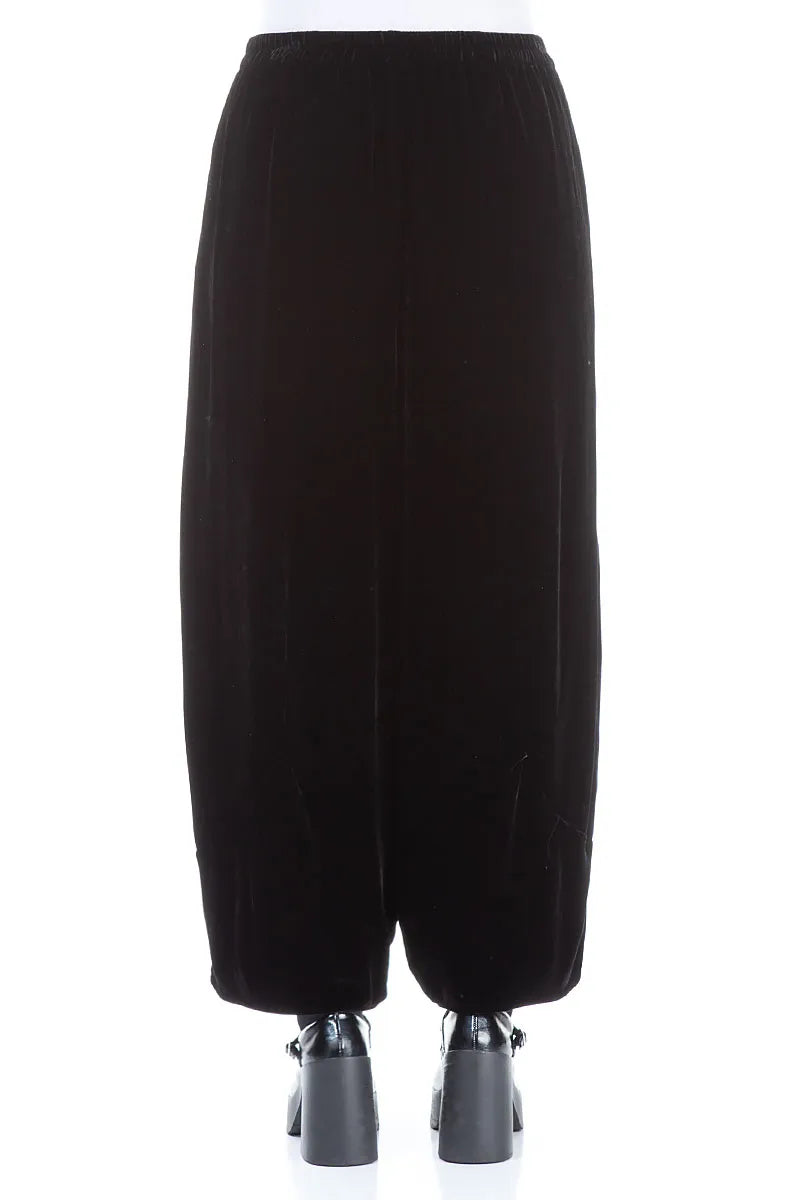 Loose Black Silk Velvet Trousers 2