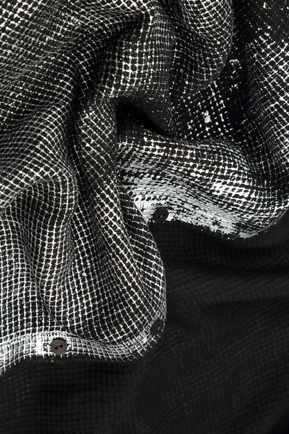 Loose Black Silver Metallic Mesh Silk Shirt 6