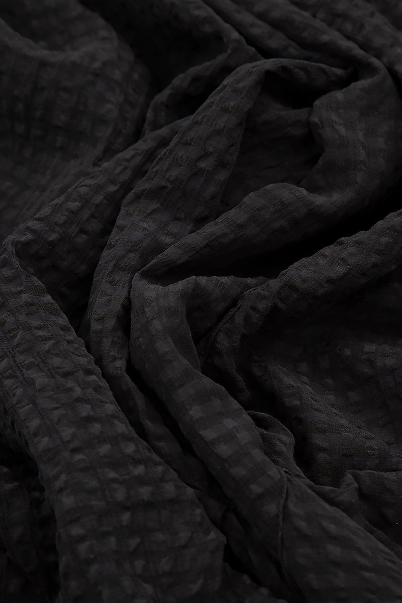 Loose Black Textured Silk Shirt 5